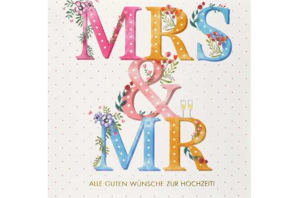 ABC Hochzeitskarte Mrs&Mr 091067790 15x15cm
