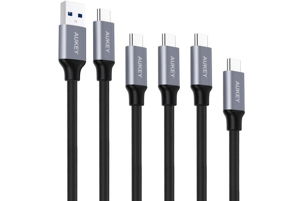 AUKEY ImpulseCable USB-A-to-C bl. CBCMD2 5Pack 1x2M,3x1M,1x0.3M alu