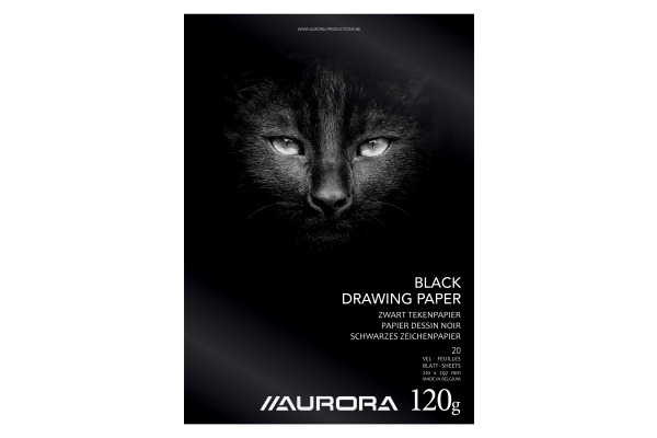 AURORA Zeichenblock A4 BL43 schwarz, 120g 20 Blatt