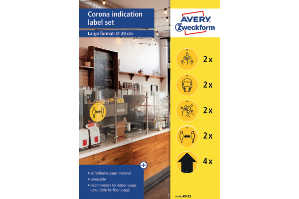 AVERY ZW. Hinweis-Aufkleber DE 20cm 49415 Set Piktogramme 12 Stück
