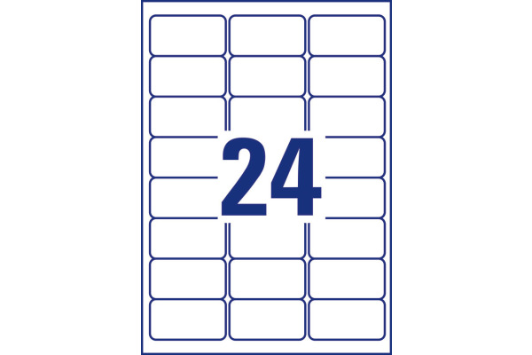 Pack de 2400 63,5 x 33,9 mm 100 feuilles Blanc Avery Zweckform Étiquettes film L4773 résistant aux intempéries 
