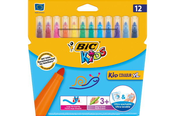 BIC Fasermaler Kid XL 4,5mm 828966 12 Farben, Etui