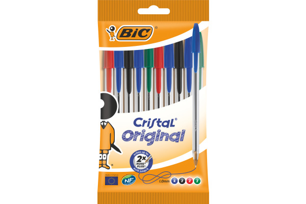BIC Kugelschreiber Cristal 830865 10 Stück, 4 Farben ass.