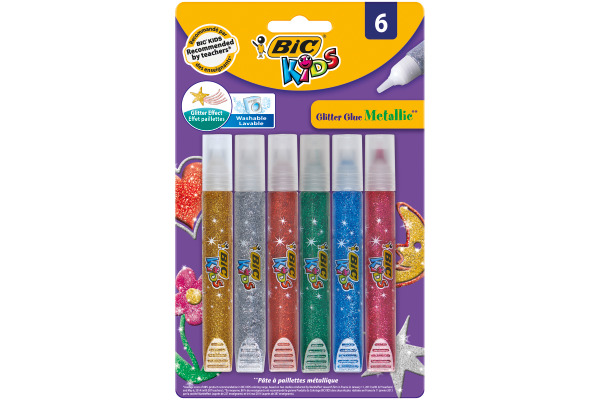 BIC Glitter Glue Metallic 893269 6 Farben