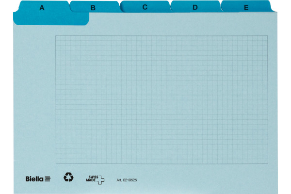 BIELLA Kartei-Leitkarten A-Z A5 21952505U blau kariert 25-teilig