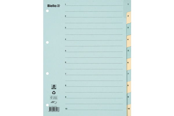 BIELLA Register Karton blau gelb A4 46244000U 1-10