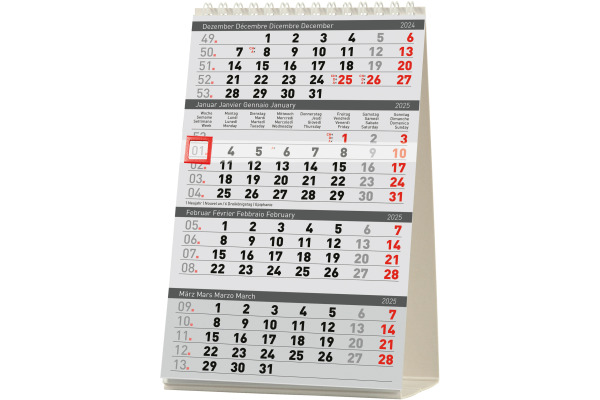 BIELLA Pultkalender Desktop 2025 887040000 4M/1S Delta weiss ML 12.5x20cm