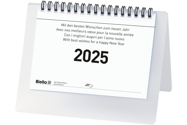 BIELLA Pultkalender Desktop 2025 887061000 1M/1S Basic ws ML 14.8x10.5cm