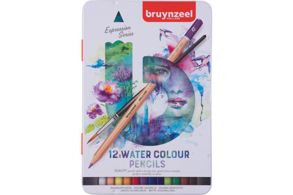 BRUYNZEEL Aquarellfarbstifte Expression 60313012 12 Farben Metalletui