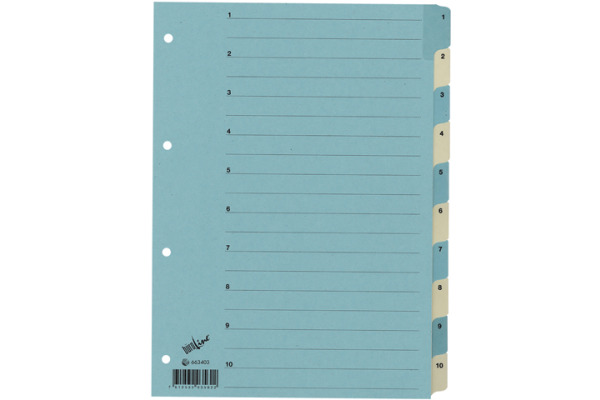 B&amp;Uuml;ROLINE Register Karton blau beige A4 663403 1-10
