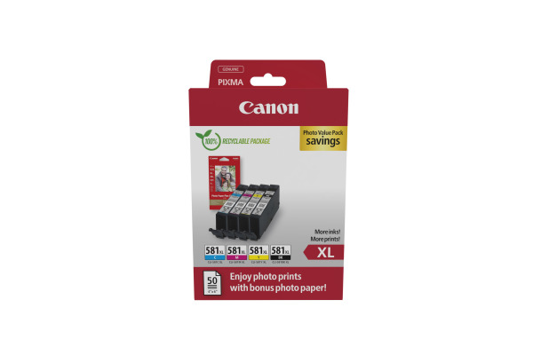 CANON Multipack Tinte Photo BKCMY CLI-581XL Pixma TR7550 4x8.3ml
