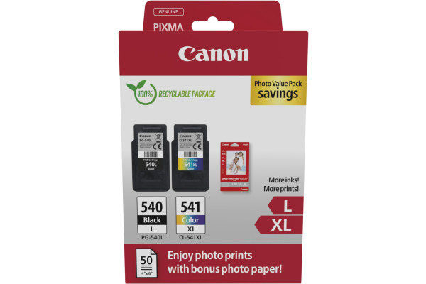 CANON Photo Value Pack L/XL CMYBK PGCL540/1 PIXMA MG2150 GP-501 50Bl.