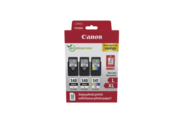 CANON Photo Value Pack L+XL BKCMY PGCL540/1 Pixma MG2150 2xLBK & 1xCMYXL
