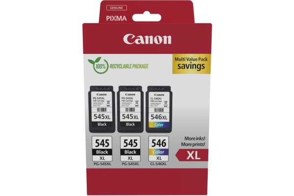 CANON Multipack Tinte XL BKCMY PGCL545/6 Pixma iP2850 2xBKXL & 1xCMYXL