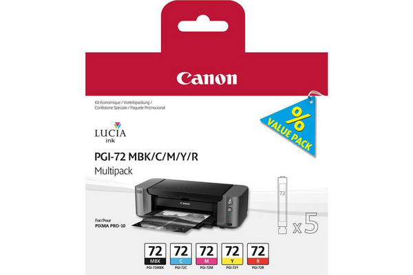 CANON Multipack Tinte MBK/CMY/R PGI-72 PIXMA Pro-10 5x14ml