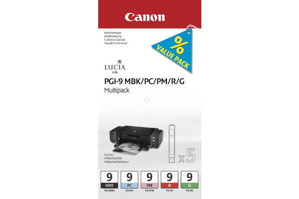 CANON Multipack Tinte MBK/PC/PM/R/G PGI-9MUL PIXMA Pro9500 5 Stück