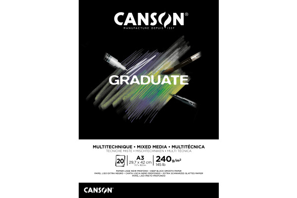 CANSON Graduate Mixed Media A3 31250P018 20 Blatt, schwarz, 240g