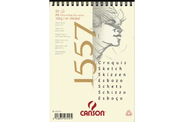 CANSON Skizzenpapier A5 4127-417 120g, weiss 50 Blatt