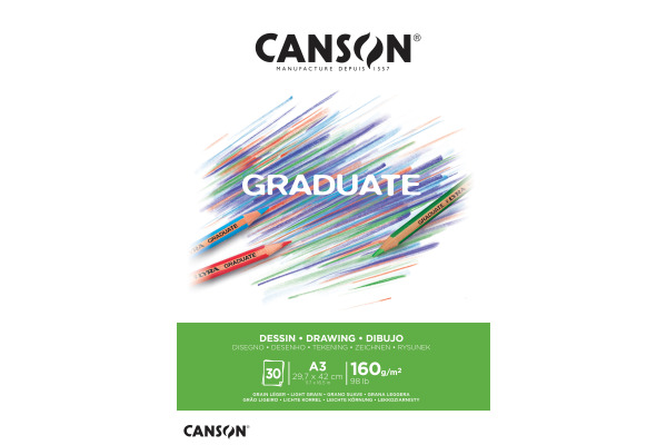CANSON Graduate Zeichnen A3 400110366 30 Blatt, weiss, 160g