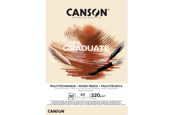 CANSON Graduate Mixed Media A3 400110369 20 Blatt, beige, 220g