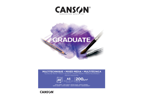 CANSON Graduate Mixed Media A5 400110376 20 Blatt, weiss, 200g