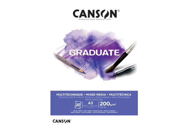 CANSON Graduate Mixed Media A3 400110378 20 Blatt, weiss, 200g