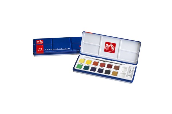 CARAN D'ACHE Deckfarbe Gouache 1000.413 12 Farben Deckweiss