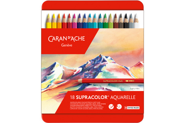 CARAN D´A Farbstifte Supracolor 3,8mm 3888.318 ass. in Metallsch. 18 Stück
