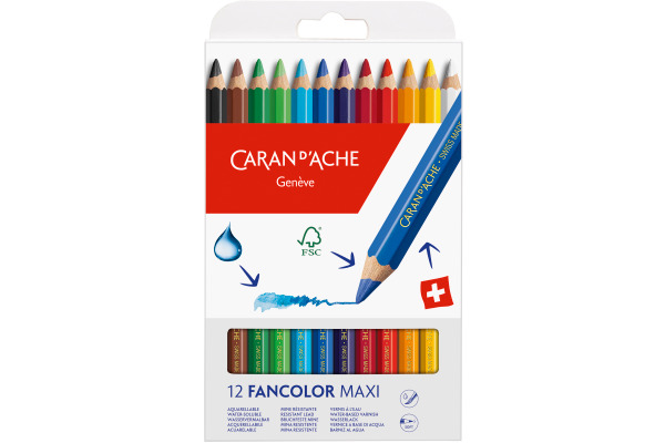 CARAN DACHE Farbstifte Maxi Fancolor 498.712 12 Farben...
