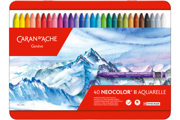 CARAN DACHE Wachsmalkreide Neocolor II 7500.340 40 Farben...