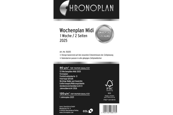 CHRONOPLA Wochenplan 2025 50255Z.25 1W/2S Midi