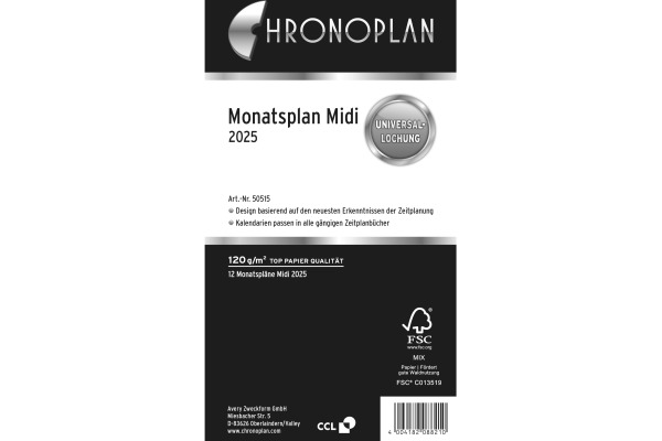 CHRONOPLA Monatsplan 2025 50515Z.25 ausklappbar Midi
