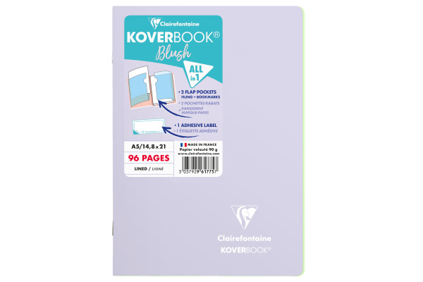CLAIREFON Koverbook Schulheft Blush A5 961775C 90g, liniert lila / lindgrün