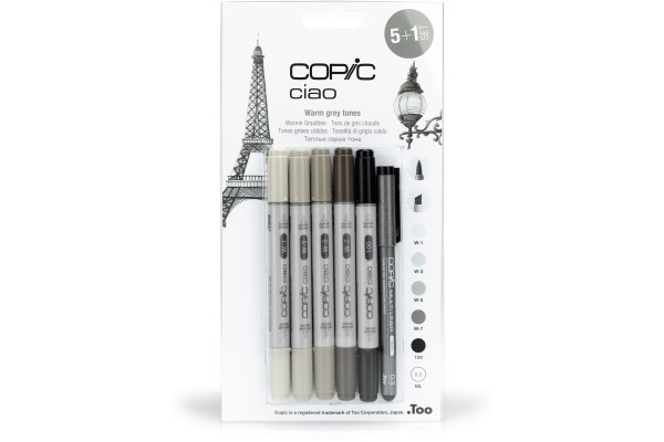 COPIC Marker Ciao 22075565 5+1 Set Warm Grey
