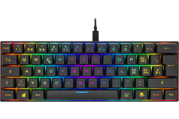 DELTACO TKL Gaming Keyboard mech RGB GAM075CH red switch, CH-Layout, black