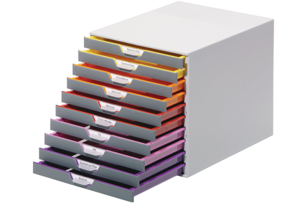 DURABLE Schubladenbox Varicolor 10 -C4 7610/27 farbige Griffe, 10 Schubladen