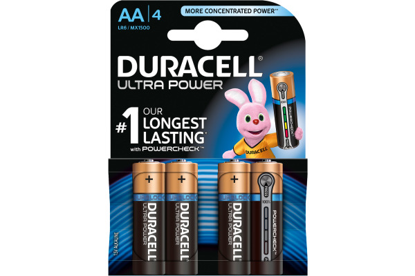 DURACELL Batterie Ultra Power MX1500 AA, LR6, 1.5V 4 Stück