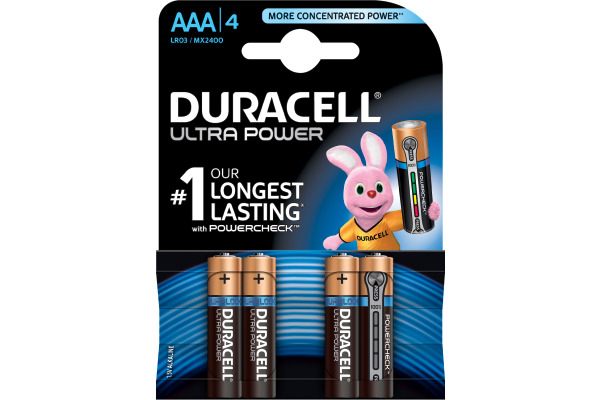 DURACELL Batterie Ultra Power MX2400 AAA, LR03, 1.5V 4 Stück