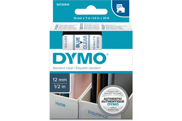 DYMO Schriftband D1 blau transp. S0720510 12mm 7m