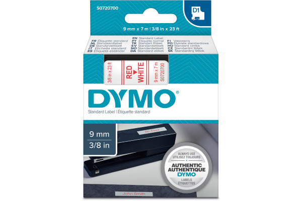 DYMO Schriftband D1 rot weiss S0720700 9mm 7m
