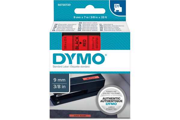 DYMO Schriftband D1 schwarz rot S0720720 9mm 7m