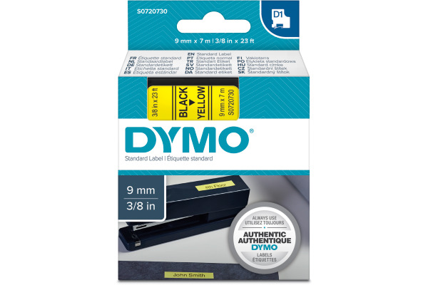 DYMO Schriftband D1 schwarz gelb S0720730 9mm 7m