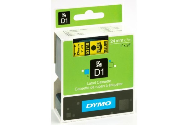 DYMO Schriftband D1 schwarz gelb S0720980 24mm 7m