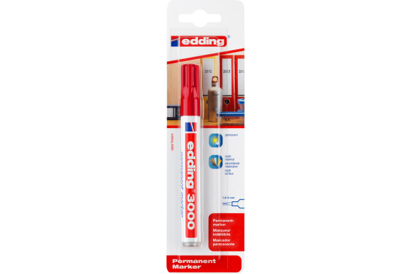 EDDING Permanent Marker 3000 1.5-3mm 3000BLI-2 rot Blister