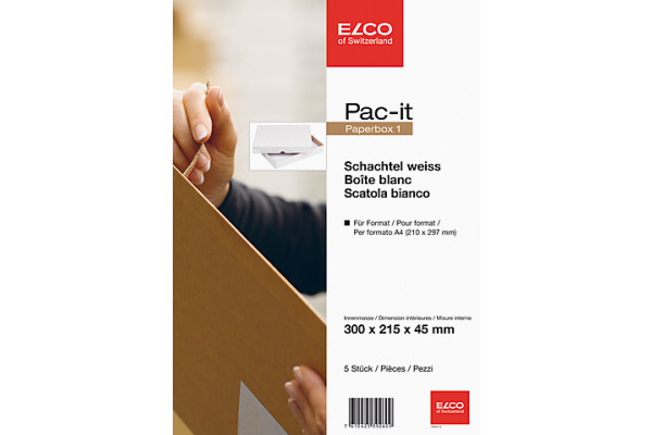 ELCO Paperbox Pac-it 300x220x45mm 74565.12 weiss 5 Stück