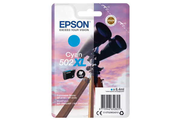 EPSON Tintenpatrone 502XL cyan T02W240 WF-2860/XP-5100 470 Seiten