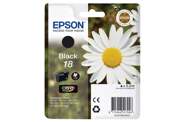 EPSON Tintenpatrone schwarz T180140 XP 30/405 175 Seiten