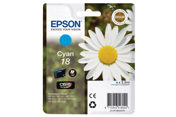 EPSON Tintenpatrone cyan T180240 XP 30/405 180 Seiten