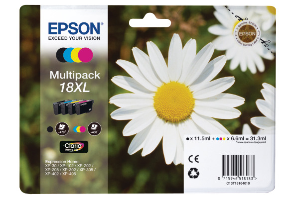 EPSON Multipack Tinte XL CMYBK T181640 XP 30/405 450/470 Seiten
