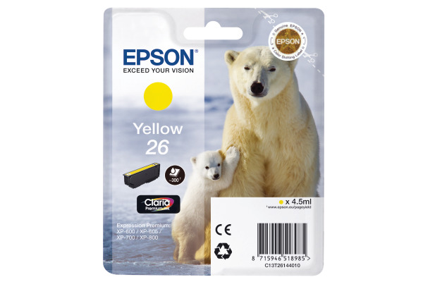 EPSON Tintenpatrone yellow T261440 XP 700/800 300 Seiten